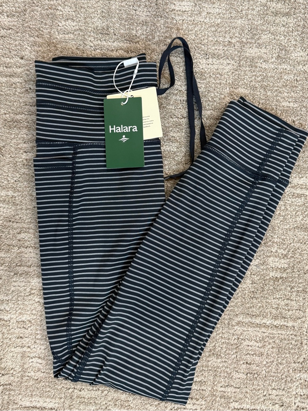 HALARA Navy and White Striped Performance Leggings - Picture 2 of 6